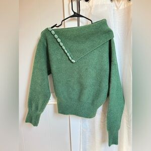 Green Off-Shoulder Sweater